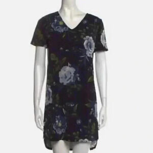 New Christian‎ Siriano Black And Blue Floral Dress Women’s Sz Large NWT